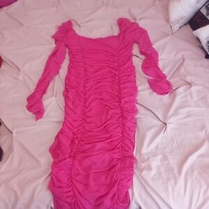Elegant Pink Ruched Dress